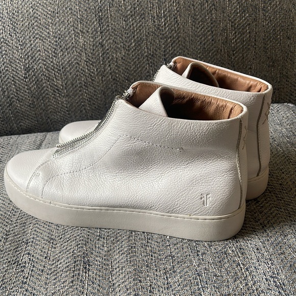 Frye Women's Lena Topstitched Platform White Leather Zip Up High Top Sneaker 10M - Picture 4 of 16